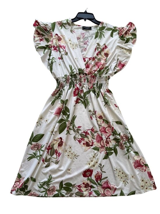 Anna Morgan Dresses & Skirts - Anna Morgan Floral Smocked Waist Flutter Sleeve Dress 3X Cottagecore Spring